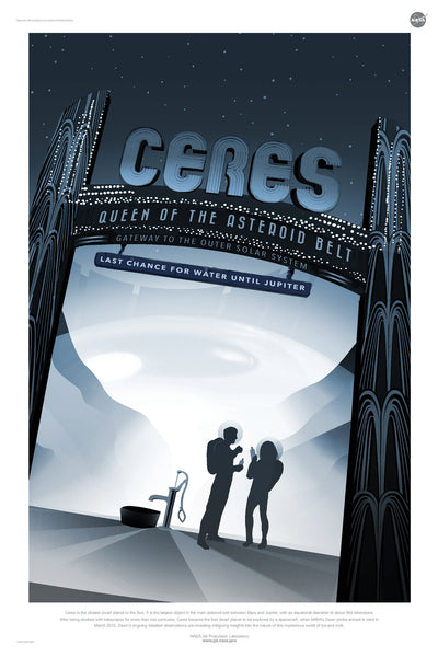Ceres: Queen of the Astroid Belt - NASA JPL Space Tourism Poster