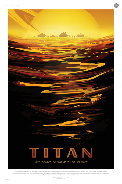 Titan: Ride the Tides Through the Throat of Kraken - NASA JPL Space Travel Poster