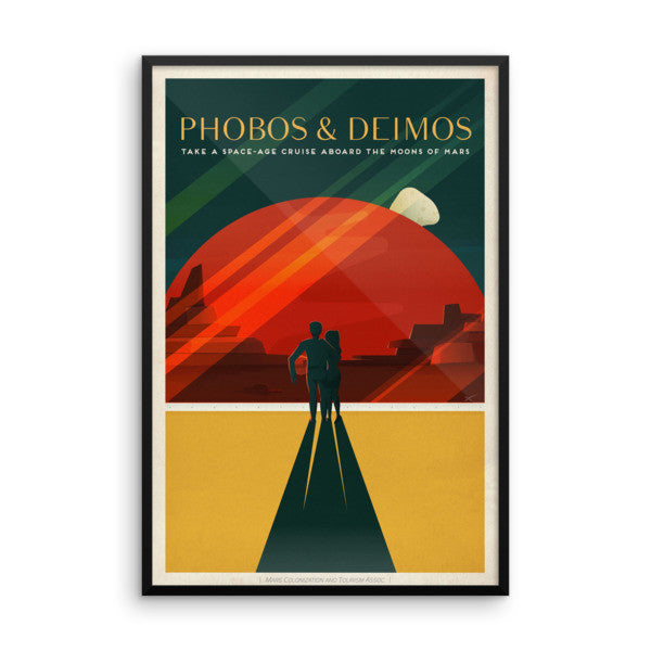 SpaceX Phobos & Deimos - Take a Space-Age Cruise Aboard the Moons of Mars - SpaceX Mars Travel Poster