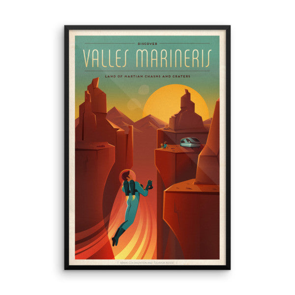 SpaceX Discover Valles Marineris - Land of Martian Chasms and Craters - SpaceX Mars Travel Poster
