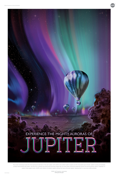 Experience the Mighty Auroras of Jupiter - NASA JPL Space Travel Poster
