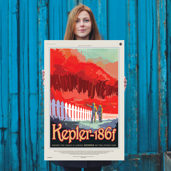 Kepler-186f - Where the Grass is Always Redder on the Other Side - NASA JPL Space Travel Poster