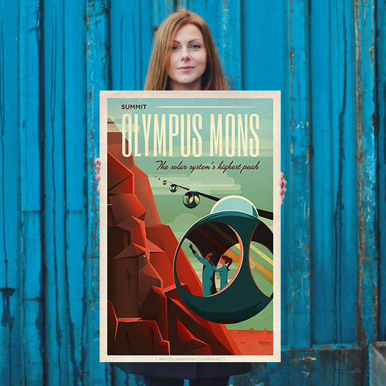 SpaceX Summit Olympus Mons - The Solar System's Highest Peak - SpaceX Mars Tourism Poster